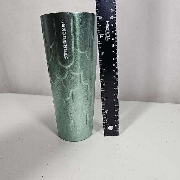 Starbucks 2022 Spring Green Glitter Mermaid Stainless Tumbler 24 oz. *NO LID* - Picture 2 of 4